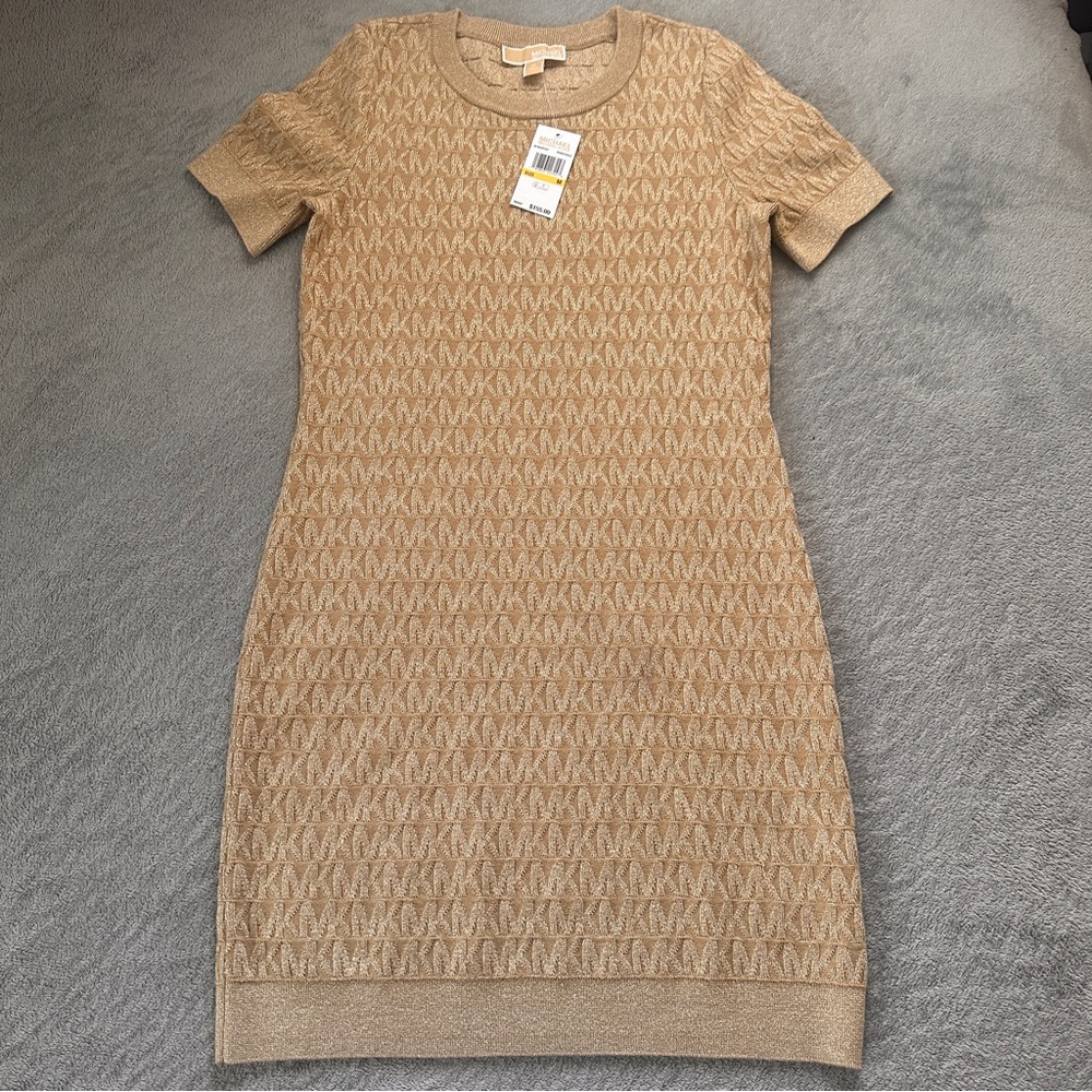 Michael Kors Beige Patterned Mini Dress